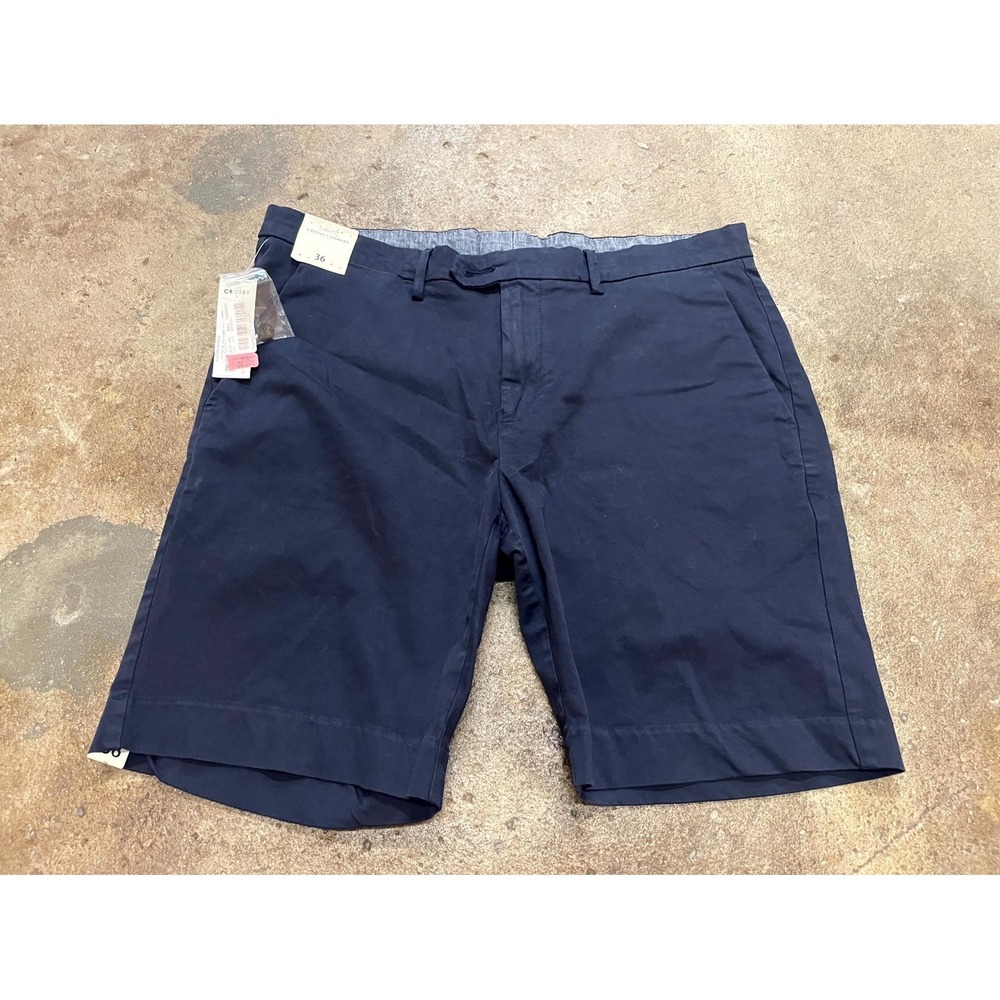 Crosby & Howard Chino Shorts Men 36 Navy Blue Flat Front Cotton Stretch Mid Rise